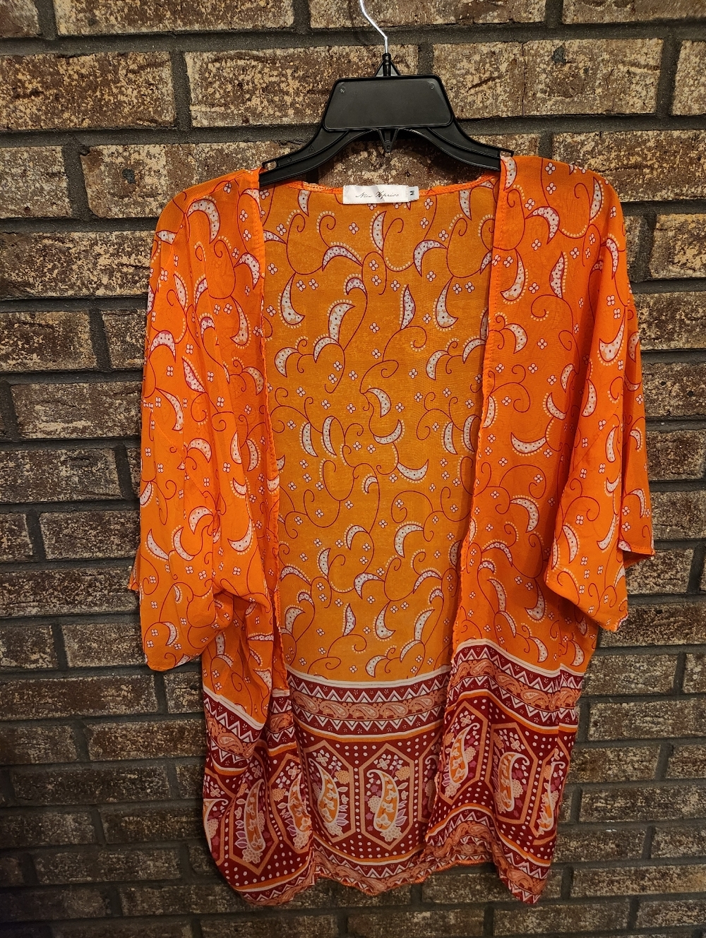 Orange Paisley Open Kimono Size Med
